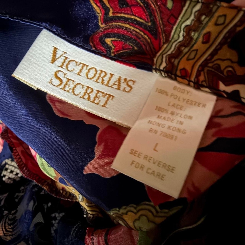 Vintage Victoria's Secret Gold Label navy & red floral slip dress size large - Picture 8 of 8
